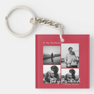 Porte-clefs 4-Photo Collage Forever Boyfriend Saint-Valentin