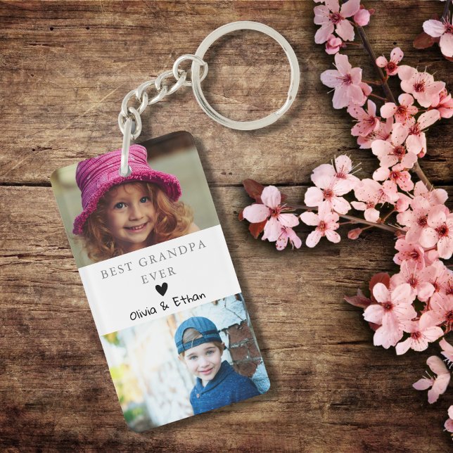 Porte-clefs 4 Photo Collage We Love You Best Grandpa Ever (4 Photo Collage We Love You Best Grandpa Ever Keychain)