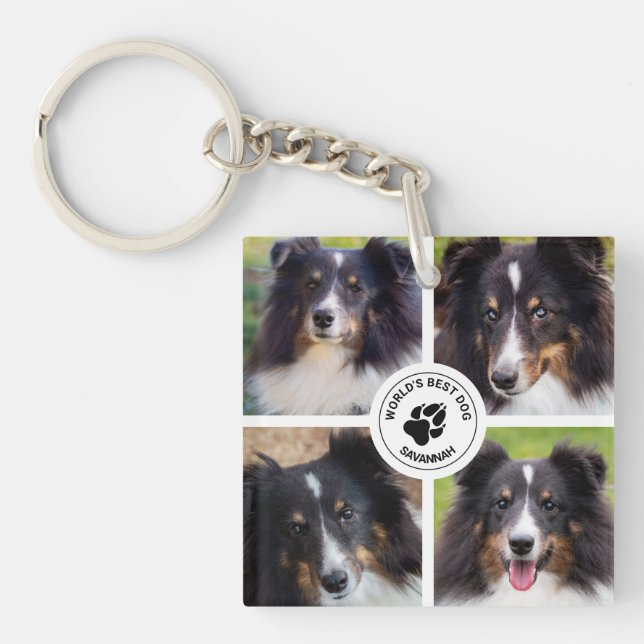 Porte-clefs 4 Photos personnalisées pour animaux de compagnie  (Devant)