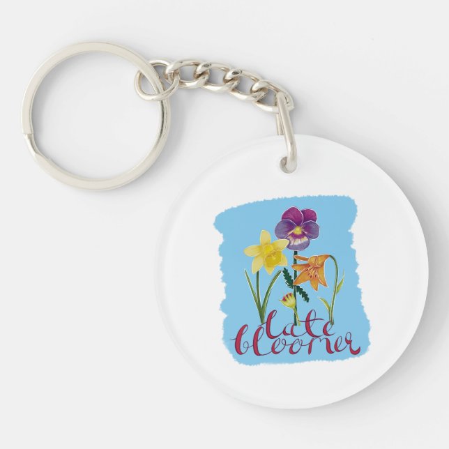 Porte-clefs 4 Spring and Summer Flowers with Fancy Text (Devant)