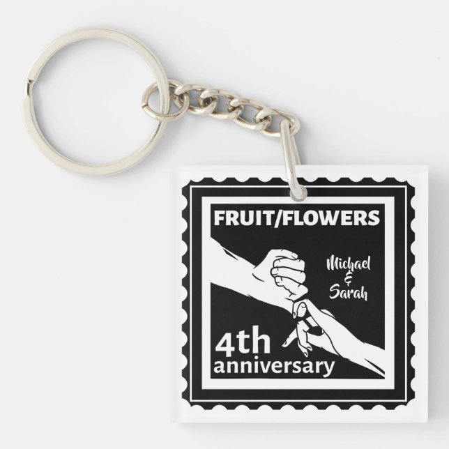 Porte-clefs 4e anniversaire Mariage tenant la main romantique (Devant)