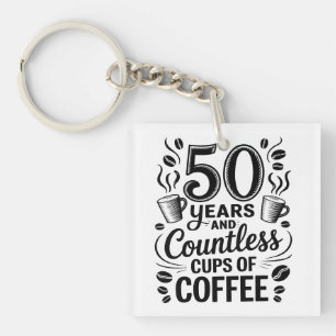 Porte-clefs 50 ans et d'innombrables tasses de café