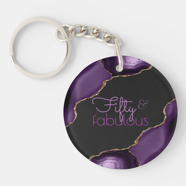 Porte-clefs 50 ans et Fabuleux 50e Anniversaire Merci Agate (Devant)