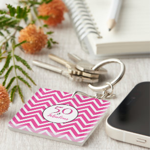 Porte-clefs 50 ans et fabuleux 50e anniversaire motif chevron
