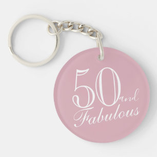 Porte-clefs 50 et fabuleux Pink élégant Script 50e anniversa