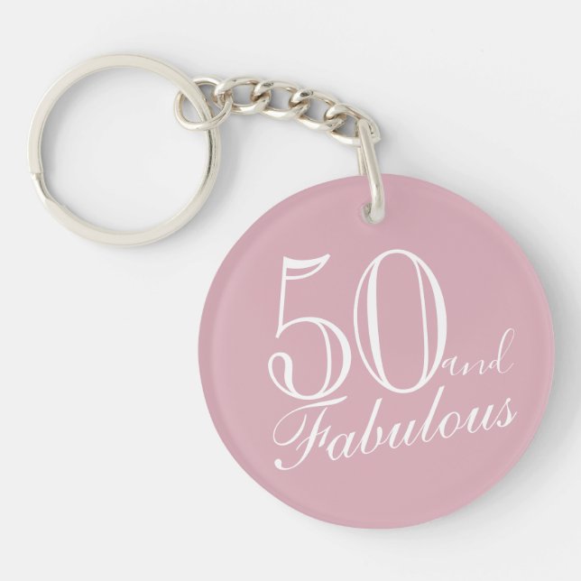 Porte-clefs 50 et fabuleux Pink élégant Script 50e anniversair (Devant)