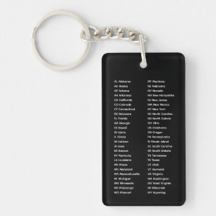 Porte-clefs 50 États Ordre Alphabétique Noir