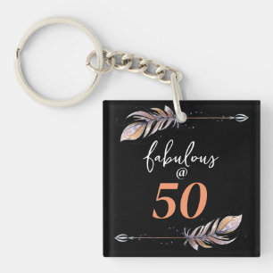 Porte-clefs 50 & Fabulous @ 50 50e fête d'anniversaire Boho Fl