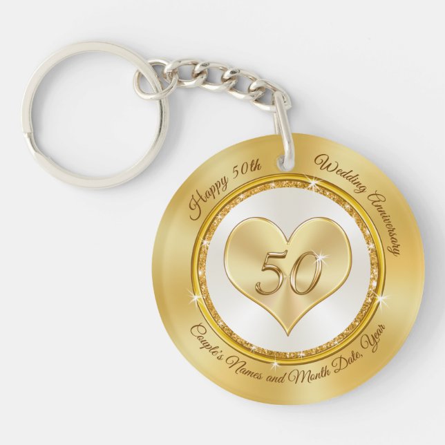 Porte-clefs 50e anniversaire Mariage en faveur des souvenirs o (Devant)