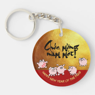 Porte-clefs 5 Drôle Comics Viêt-namien Cochon Année Nom Clé