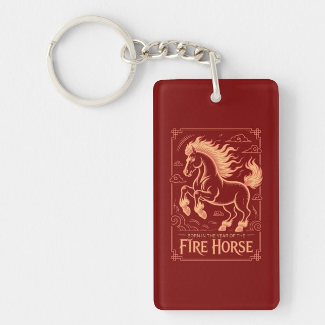 Porte-clefs 60e anniversaire Cheval de Feu Zodiaque Chinois 20 (Devant)