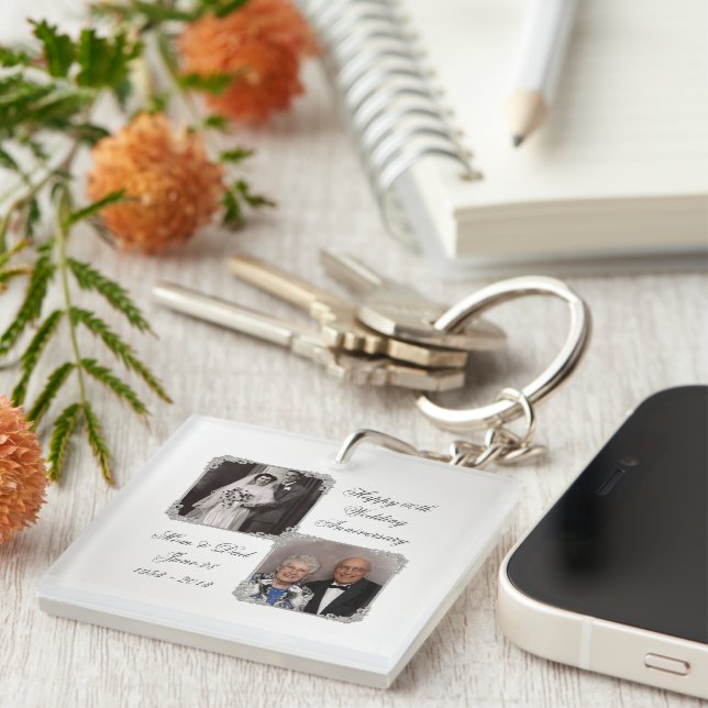 Porte-clefs 60e Porte - clé de l'anniversaire du Mariage de di (Devant Droit)