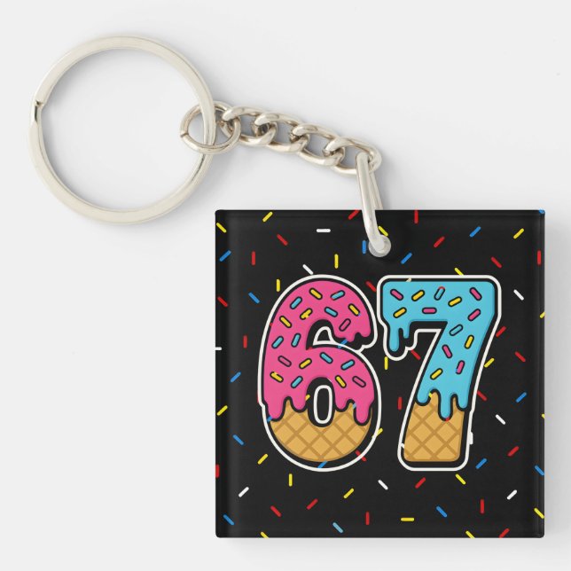Porte-clefs 67 Drôle Mème Crème de glace Six sept Gen Alpha (Devant)