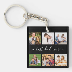 Porte-clefs 6 photos et textes personnalisés, meilleur père 