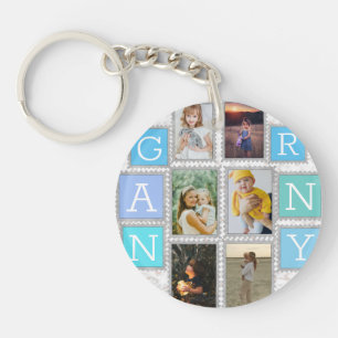Porte-clefs 6 Six Photo Collage Cute Bébé Famille Amour Granny