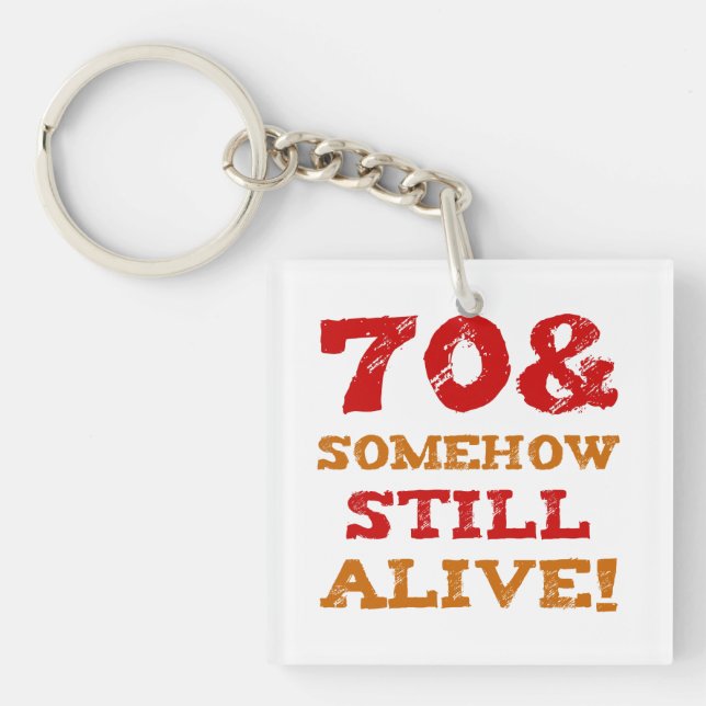 Porte-clefs 70e anniversaire Gag cadeau (Devant)