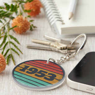 Porte-clefs 70e anniversaire vintage personnalisé