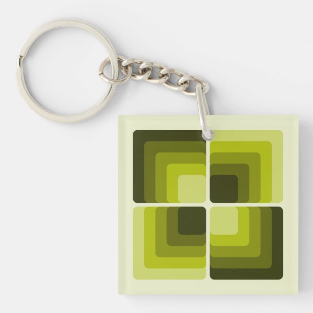 Porte-clefs 70s Rainbow Squares Monochrome Green (Devant)