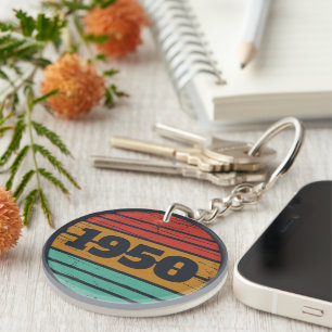 Porte-clefs 75e anniversaire vintage personnalisé