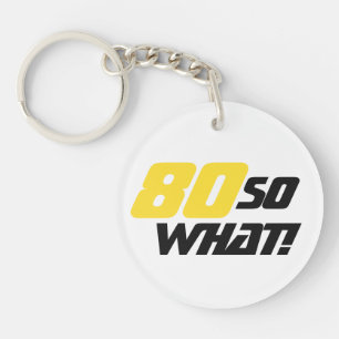 Porte-clefs 80e anniversaire Motivationnel Positif Jaune Noir