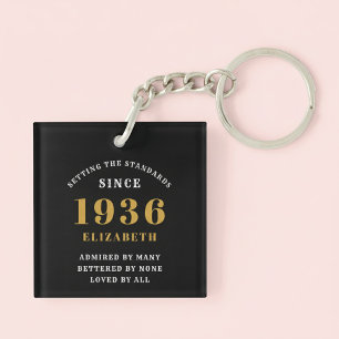 Porte-clefs 90e anniversaire 1936 Or noir personnalisé pour el