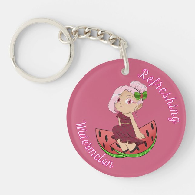 Porte-clefs A Customized Key Chain with Cute Watermelon Chibi (Devant)