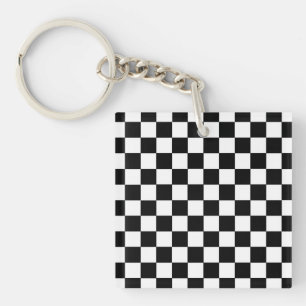 Porte-clefs à damiers noir et blanc
