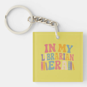 Porte-clefs À l'ère de ma bibliothécaire Rétro Groovy Amoureux