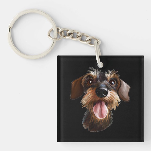 Porte-clefs À poils durs Dachshund (Devant)