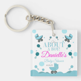 Porte-clefs À propos d'un garçon Baby shower Invitation Invita