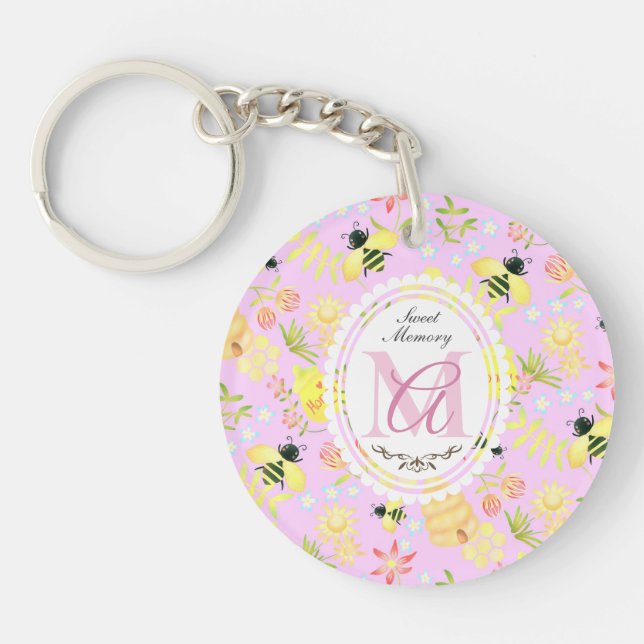 Porte-clefs Abeille de miel rose (Devant)