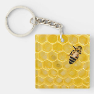 Porte-clefs abeille et nid d'abeille