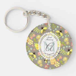 Porte-clefs Abeille Gris