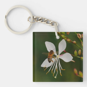 Porte-clefs Abeille sur anneau à clé de fleurs
