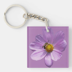 Porte-clefs Abeille sur fleur violette