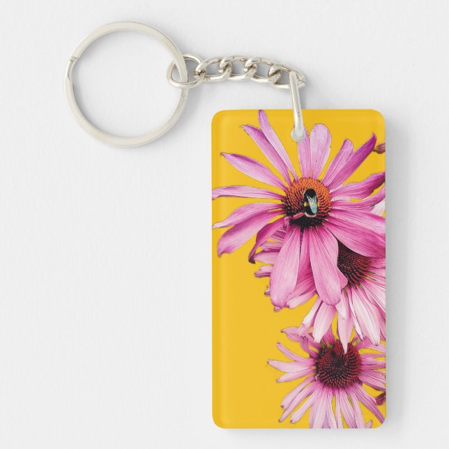 Porte-clefs Abeille, sur fleurs roses (Devant)