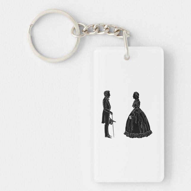 Porte-clefs abraham lincoln mary todd lincoln silhouette (Devant)