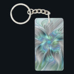 Porte-clefs Abstract Blue Green Butterfly Fantasy Fractal Art<br><div class="desc">Modern abstract blue green fantasy butterfly.
Design for your rectangle keychain and more.</div>
