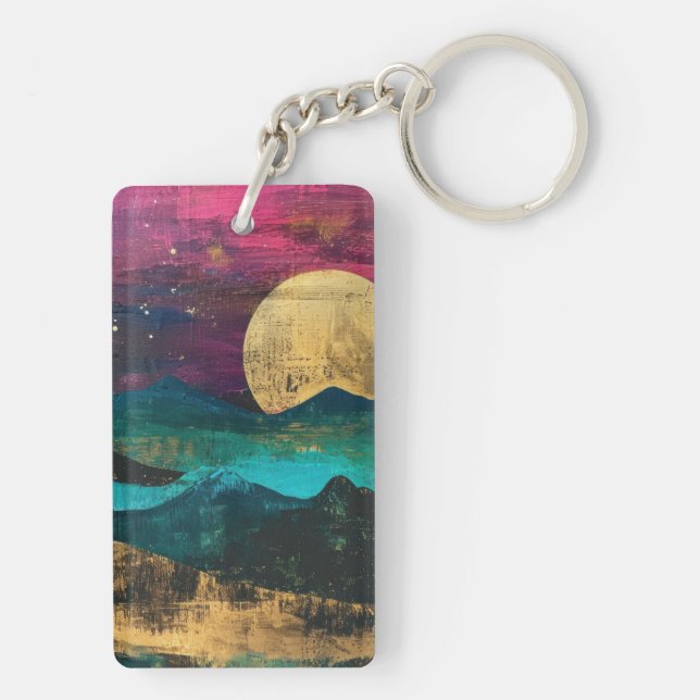 Porte-clefs Abstract Fantasy Moonscape Two-sided Acrylic (Dos)