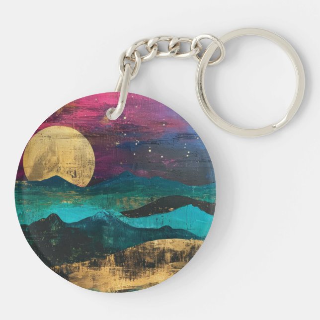 Porte-clefs Abstract Fantasy Moonscape Two-sided Acrylic (Dos)