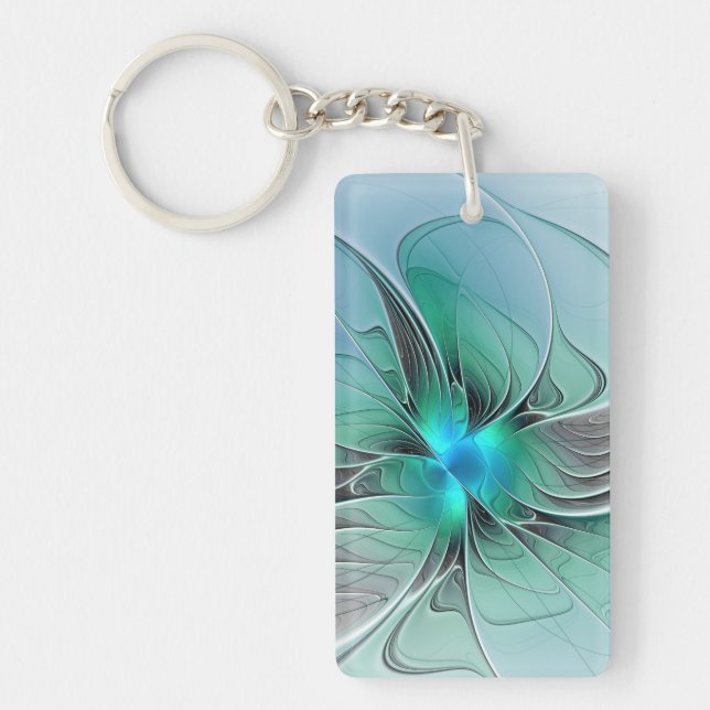 Porte-clefs Abstrait avec bleu, art fractal moderne (Devant)