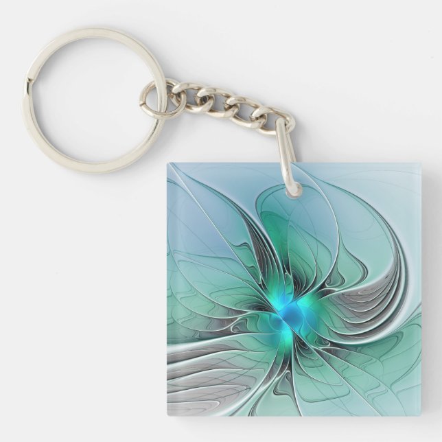 Porte-clefs Abstrait avec bleu, art fractal moderne (Devant)
