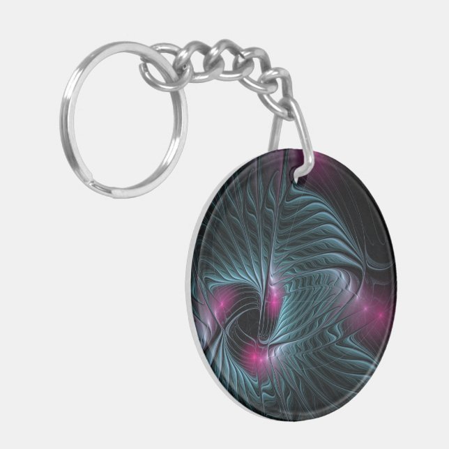 Porte-clefs Abstrait Imaginaire coloré fractal (Devant gauche)