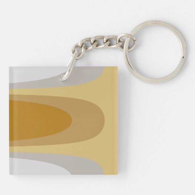 Porte-clefs Abstrait moderne Brown Jaune, gris Art géométrique (Dos)