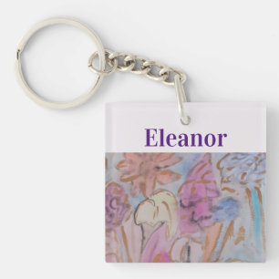 Porte-clefs Abstrait Pastel Floral Personnalisé