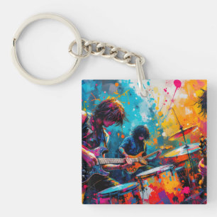 Porte-clefs Abstraite bande de rock