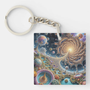 Porte-clefs Abstraite harmonie cosmique avec énergie mandala