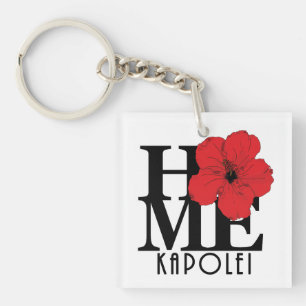 Porte-clefs ACCUEIL Kapolei Hawaii Hibiscus rouge