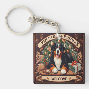 Porte-clefs Accueil Vintage Noël Bernese Mountain Dog