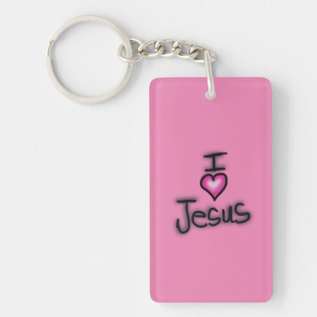 Porte-clefs Acrylic Keychain I Love Jesus I Heart Jesus (Devant)